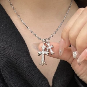 Chrome Hearts Style Double Cross Y2K Necklace Sets With Packaging - Picture 1 of 10