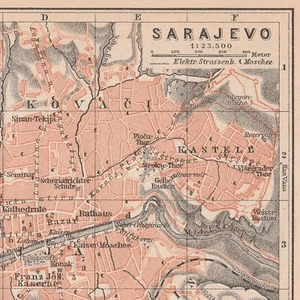 Sarajevo Сарајево   Original city plan map 1905 Bosnia and Herzegovina - Picture 1 of 7