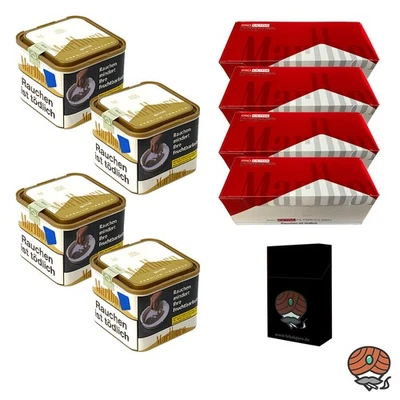 Marlboro Gold Tabak 4x 70g M Dose + 4x Marlboro Rot Extra Filterhülsen + Zubehör - Bild 1 von 4
