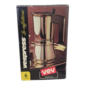 Cafetera espresso de latón de acero inoxidable VEV Vigano 18/10 hecha en Italia Mukka - Imagen 1 de 6