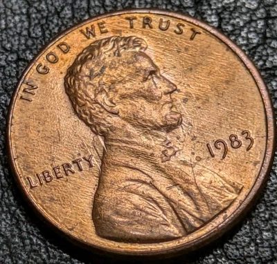 1983 1c Memorial Cent Die Clash Error Red Uncirculated Details Struck Through - Image 1 of 4