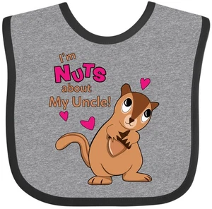Inktastic I'm Nuts About My Uncle Baby Bib Great Chipmunk Cute Hearts Love Day - Picture 1 of 6