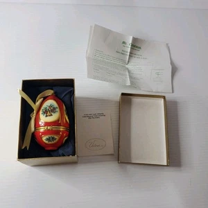 Mr Christmas Music Box Porcelain Egg Ornament With Box & Papers Not Working - Picture 1 of 11