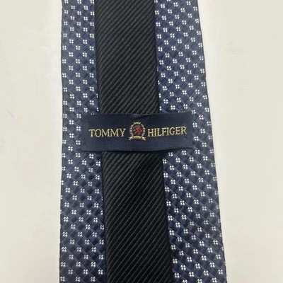 Corbata Tommy Hilfiger 100 % seda vintage azul geométrica para hombre Foto 1 de 4