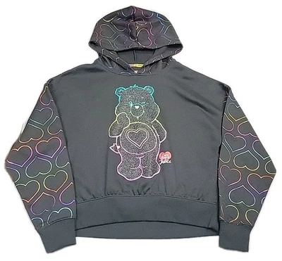Moletom com capuz Justice X Care Bears meninas jovens crianças GRANDE 10-12 preto - Imagem 1 de 4