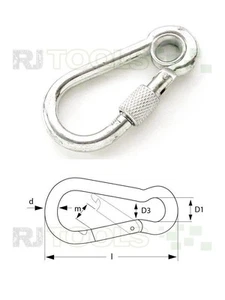 5 x Feuerwehr Karabinerhaken mit Kausche und Sicherheitsm. - 100 x 10 mm 933803 - Bild 1 von 1