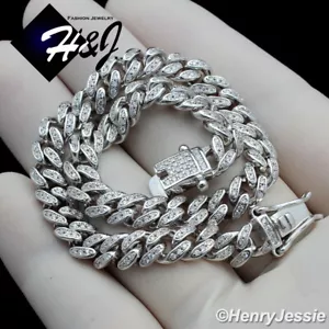 8.5"MEN 925 STERLING SILVER 6MM ICY CUBIC ZIRCONIA MIAMI CUBAN CURB BRACELET*19 - Picture 1 of 4