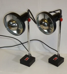Rare 1960-70s Vintage Table or Bedside Spot Lamps Black Atlas Retro - Picture 1 of 16
