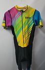 Sikma Rainbow Padded Skin Suit Cycling Zip One Piece Jumpsuit Size XS