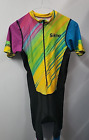 Sikma Rainbow Padded Skin Suit Cycling Zip One Piece Jumpsuit Size Xs