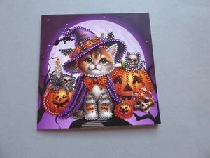 Grußkarte Halloween Herbst Katze Strass Diamond Painting - Bild 1 von 1