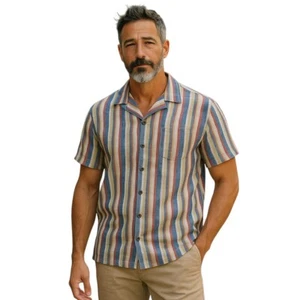 Concept Shirt Mens Size XXLarge Multicolour Stripe Short Sleeve Casual Beach - Picture 1 of 11