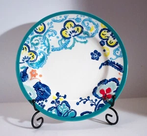 Plato 8" Floral Verde azulado pintado a mano decorativo hecho en China usado - Imagen 1 de 3