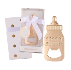 Babyflaschenflaschenöffner Babyparty Geschlechtsneutral Knallflaschen Gold Neu in Verpackung - Bild 1 von 3