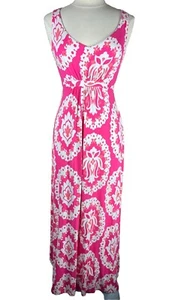 Boden (Sz 6 US, 10 UK) Jersey Maxi Dress Pink White Floral Made In Morocco WH752 - Picture 1 of 14