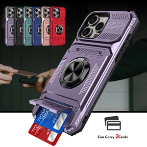 Funda híbrida a prueba de golpes con ranura para tarjeta con anillo magnético para iPhone 16 15 Pro max 14 - Imagen 1 de 20