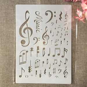 Stencil stratificati note musicali - stencil per pittura murale in plastica creativa fai da te - Foto 1 di 12