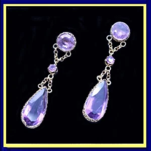 Antique Victorian Earrings Ear Pendants. 18k Gold and amethysts. Made in France, - Picture 1 of 5