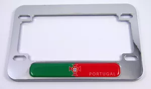 Portugal flag Motorcycle Bike plastic ABS Chrome Plated License Plate Frame - Foto 1 di 2
