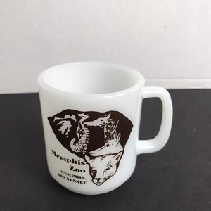 Vtg Milk Glass Glasbake Memphis Zoo Tennessee Coffee Mug Cup RARE - Picture 1 of 5