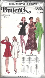 Butterick Sewing Pattern 6855, Vintage Dress, Tunic, Pants, Scarf, Size 12 Uncut - Bild 1 von 2