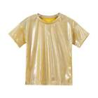 Unisex Kinder T-Shirts Jazz Street Dance Tops glänzend metallic kurzärmelige Blusen