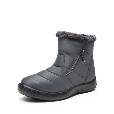 US Women Faux Fur Snow Boots Side Zipper Comfortable Lightweight Outdoor Booties - Image 1 of 4