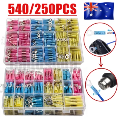 540/250PCS Heat Shrink Butt Wire Connectors Electrical Crimp Marine Terminal Kit - image 1 of 4