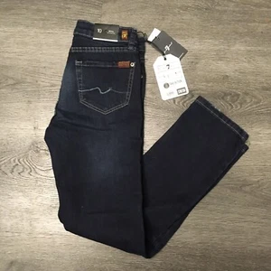 7 For All Mankind Girls Jeans Straight Leg Dark Wash Stretch Size 10 Slimmy NWT - Picture 1 of 10