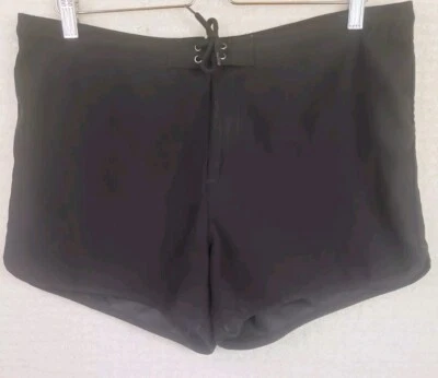 Pantalones cortos de tabla Catalina para mujer medianos (8/10) negros lisos bolsillos corbata delantera Foto 1 de 4