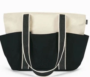 Thirty-One Gifts Canvas Carryall Tote - Black Colorblock NEW! - Picture 1 of 8