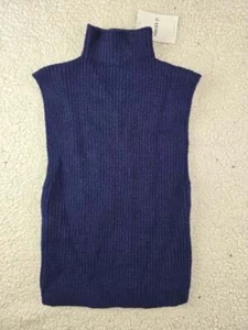 Neu mit Etikett! Forever 21 Größe Small Damen blau gerippt ärmellos Mock Rollkragen - Bild 1 von 4