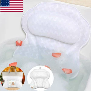 Badewannenkissen für Badewanne mit 6 Saugnäpfen weich rutschfest Nacken Schulter Kopfstütze - Bild 1 von 13