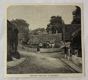 Grabado de revista 1883 ~ OLD CRAB INN en Shanklin, Isla de Wight - Imagen 1 de 1
