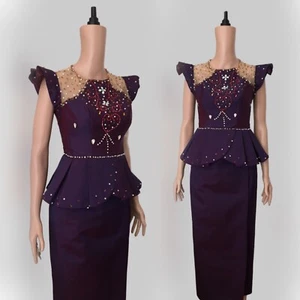 Khmer Trachtenoutfit / kambodschanische Kleidung - 2-teilig, Khmer Hemd & Rock - Bild 1 von 6