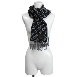 Bufanda de lana merino negra/blanca para hombre Coach (C7759) - Nueva con etiquetas - Imagen 1 de 5