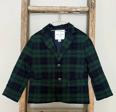 Blazer Janie and Jack Niño Tartán Verde Talla 4 Navidad Vacaciones Preppy Cuadros Foto 1 de 4