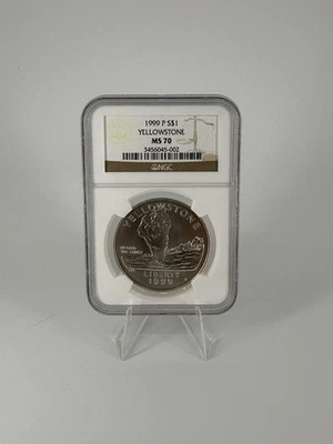 Dólar de plata conmemorativo Yellowstone 1999 P NGC MS70 etiqueta marrón  Foto 1 de 2