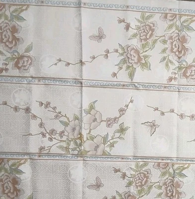 Floral Branches Panels Silky Linen fabric Material Remnant Piece 47 X 53" - Image 1 of 3