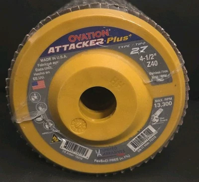 10pk United Abrasives-SAIT Ovation Attacker + #72215 4-1/2x7/8 Flap Discs 40G Nw - Image 1 of 4