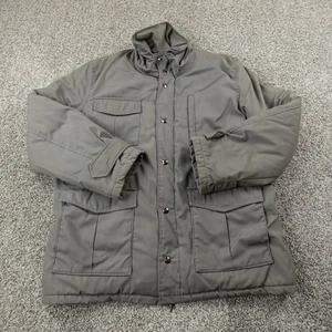 VTG St Johns Bay Jacket Mens L Gray Flannel Lined Windbreaker Chore Coat USA 90s - Picture 1 of 13