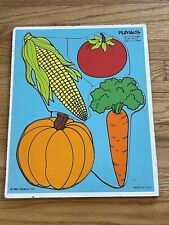Playskool Vintage Wooden Puzzle Favorite Vegetables Made in USA 4 pc #180-10