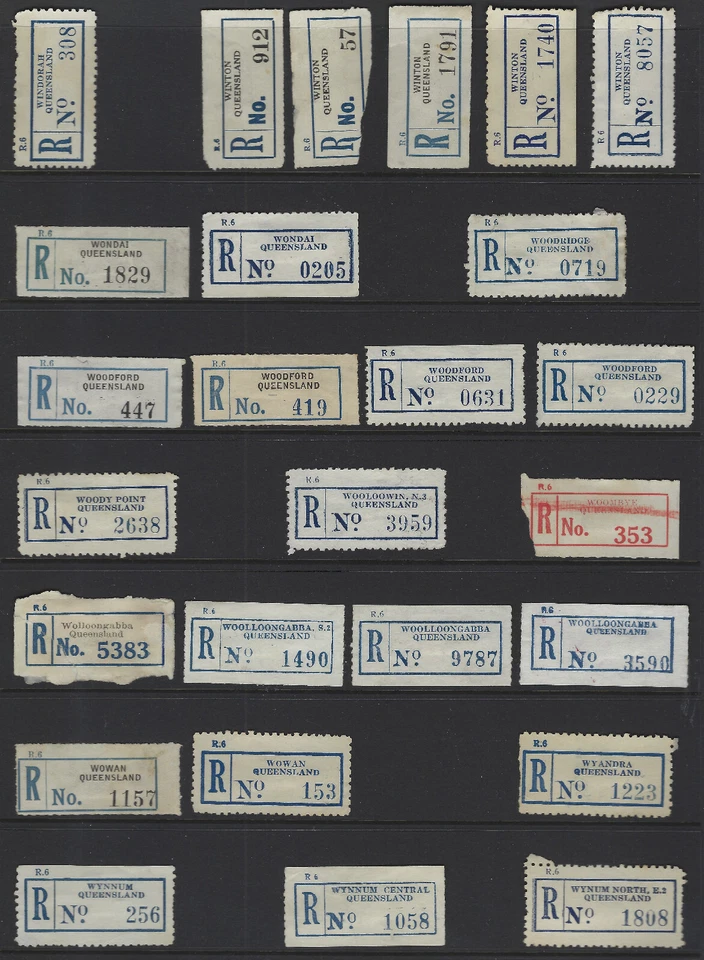 Etiquetas de registro de Australia Queensland Winton, Wondai, Woodford, Gabba Wowan + Foto 1 de 1