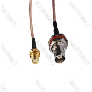 BNC Jack Mamparo Hembra Junta Tórica a SMA Hembra Adaptador Cable Coleta RG316 15 cm - Imagen 1 de 3