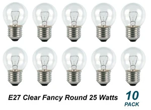 10 x 25W Clear Fancy Round Light Globes Bulbs Lamps E27 Screw Incandescent G45 - Picture 1 of 6