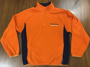 VTG Nautica Competition Fleece 1/4 Zip Pullover Fleece Bright Orange Mens sz Med - Picture 1 of 9