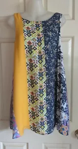 LILY WHYT Size 12 White Patchwork Look Swing Top - Cotton/Polyester with Lining - Picture 1 of 8