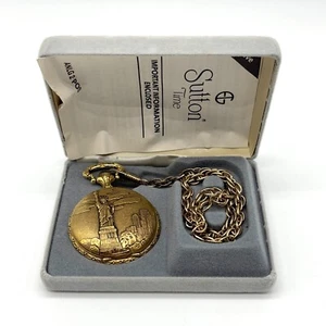Sutton Time Pocket Watch Commemorative Statue of Liberty w/ Case & Paperwork - Picture 1 of 18