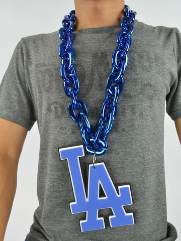 New MLB Los Angeles Dodgers Navy Blue Fan Chain Necklace Foam Cover