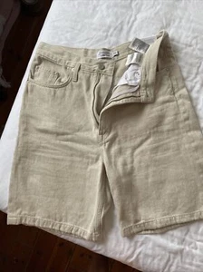 & Other Stories Spark cotton blend long denim shorts in beige - Picture 1 of 5